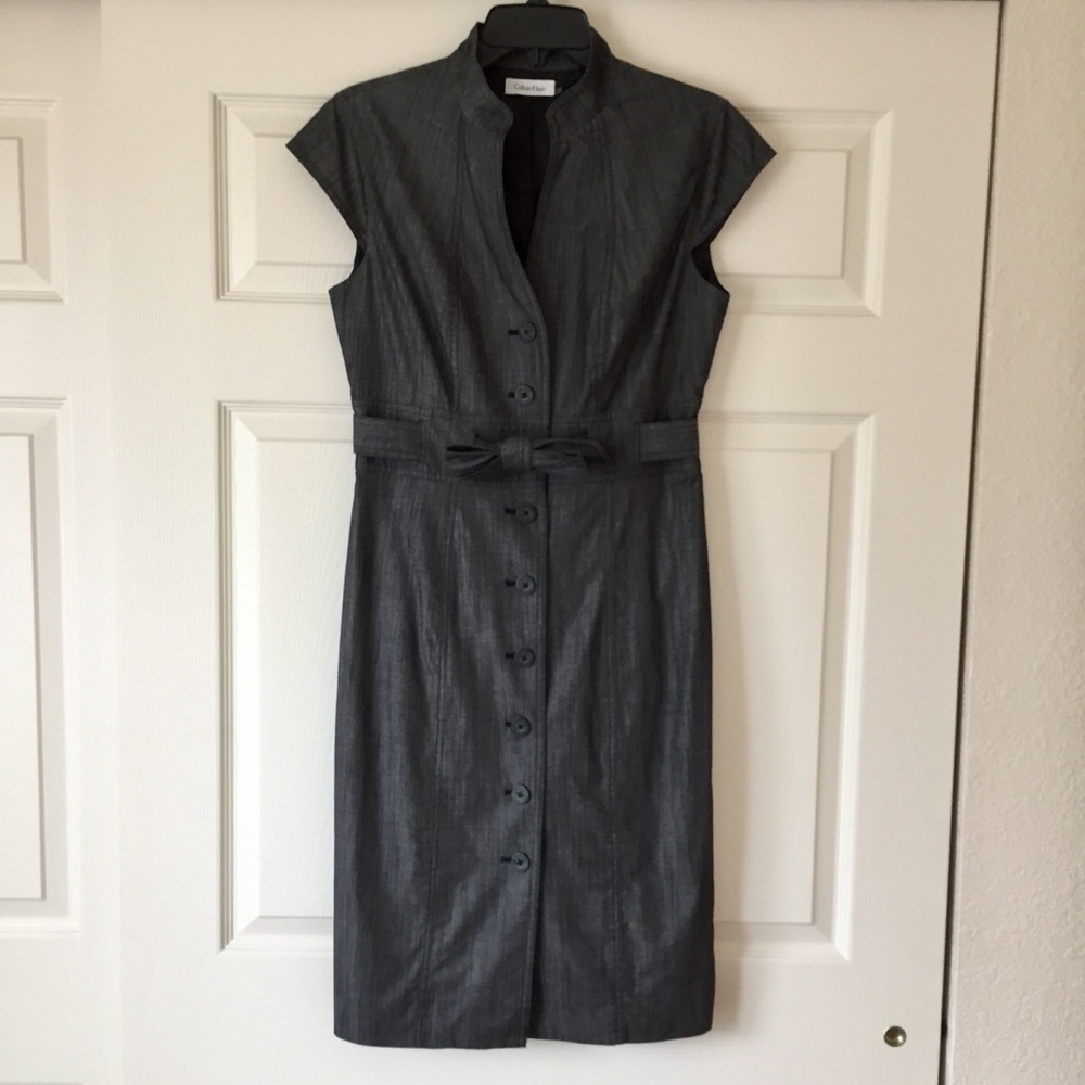 Calvin Klein Button Down Tie Waist Dress